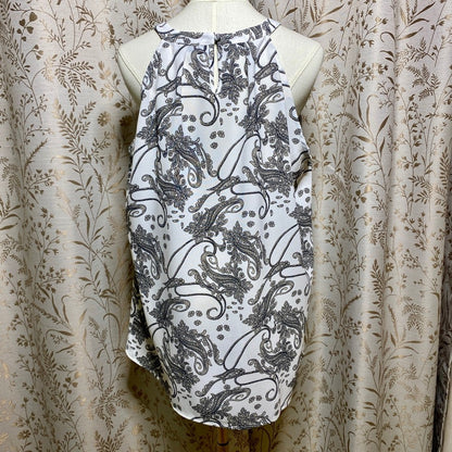Grace Karin Paisley Halter Neck Blouse XL Boho Chic Dark Academia Careerwear