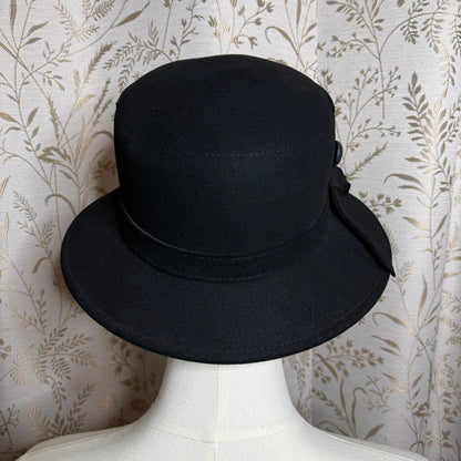 Scala Black 100% Wool Dress Hat One Size Vintage Style Classic Academia Audrey
