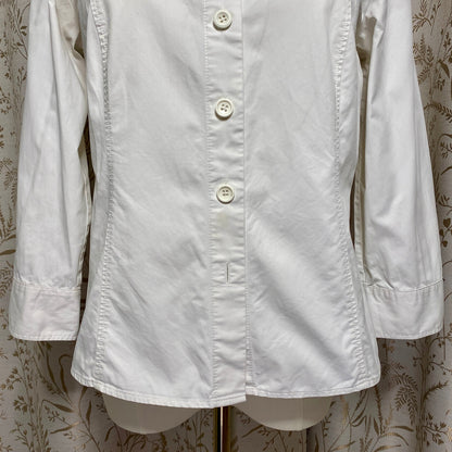 Talbots Petites White Button Down Shirt 8P Office Siren Academia Y2K Distressed