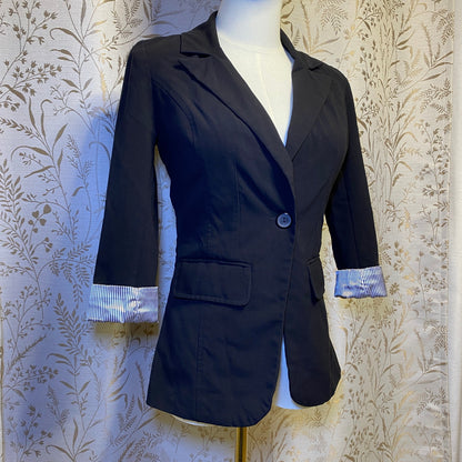 Iz Byer Black Fitted Blazer XS Dark Academia Office Siren Minimalist Corporate