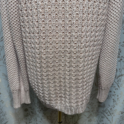 Calvin Klein Jeans Pink Shimmer Knit Sweater Women XL Preppy Boho Light Academia