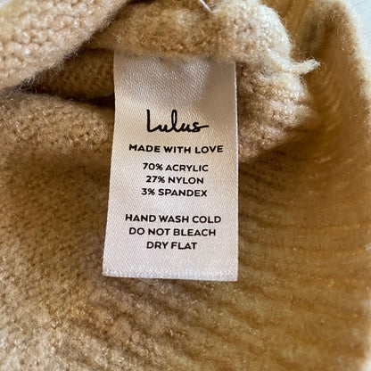Lulus Nancie Colorblock Knit Sweater Small Camel Black Slouchy Cozy Neutral Soft