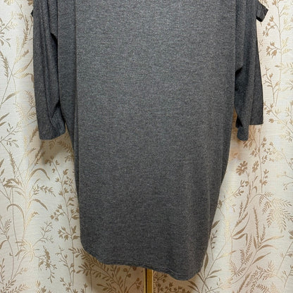 Bobeau Cutout Cold Shoulder Asymmetrical Top Womens 1X Gray Stretch Edgy Casual