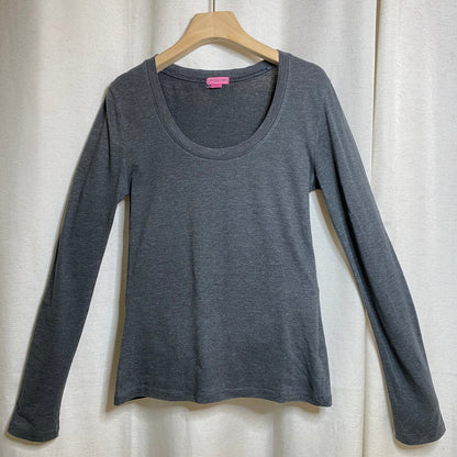 Love Peace Hope Gray Scoop Neck Top Women Fits XS Grunge 90s Style Minimalist