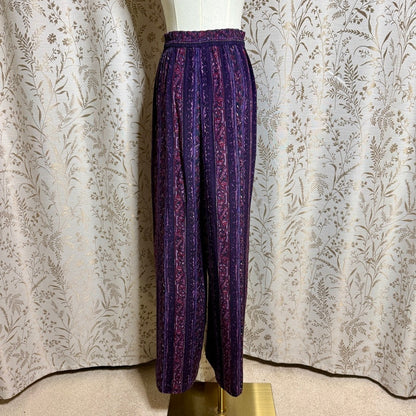 Jennifer Moore Vintage Silk Straight Leg Pants Women 12 Purple Boho Whimsigoth