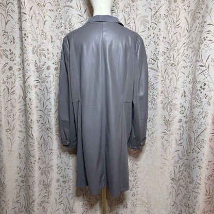 Marc New York Faux Leather Suede Drape Front Jacket Women XL Gray Moto Edgy Chic