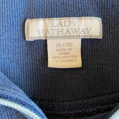 Lady Hathaway Vintage Navy Quarter-Zip Pullover Womens XL Coastal 90s Heritage