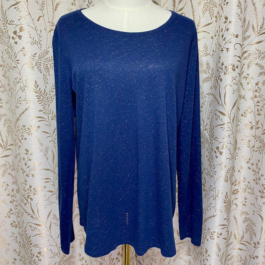 Sonoma Navy Blue Sparkle Long Sleeve Tee L Whimsigoth Celestial Dark Academia