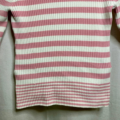 GAP Pink White Striped Turtleneck Sweater Womens S Ribbed Stretch Y2K Preppy