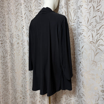 R&M Collection Cascade Waterfall Cardigan Women 1X Black Minimalist Lagenlook