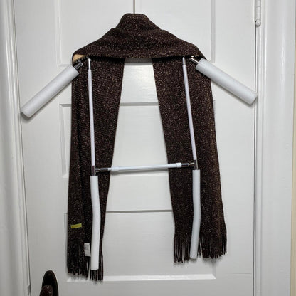 ECHO Metallic Brown Scarf Womens OS NWT Autumnal Boho Chic Knitware Fringe Cozy