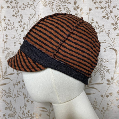 Flipside Hats Reversible Polka Dot Striped Cabbie Hat Driver Boho Slow Fashion