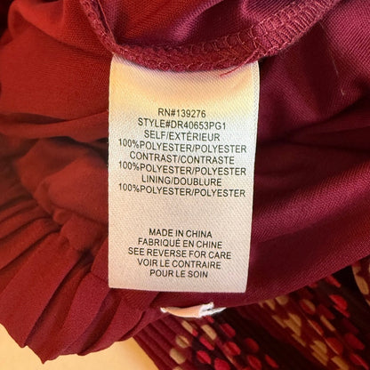 DR2 Pleated Chiffon Midi Skirt Womens XL Red Botanical Romantic Boho Whimsigoth