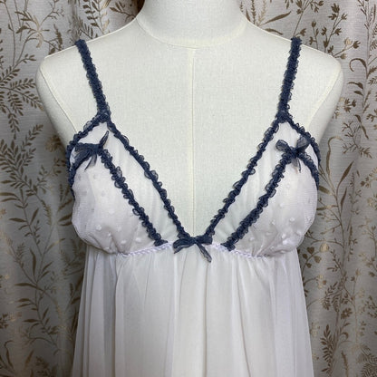 Victorias Secret Babydoll Slip L White Sheer Mesh Swiss Dot Coquette Bridal