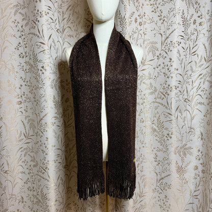 Echo Metallic Sparkle Knit Scarf Women OS NWT Espresso Gold Holiday Festive Glam