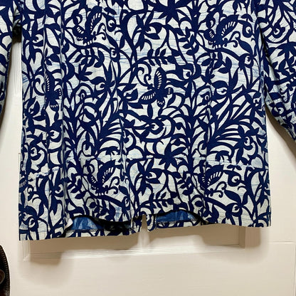 Vintage Handmade Batik Kimono Jacket XL Indigo Unlined Haori Coat Artsy Boho
