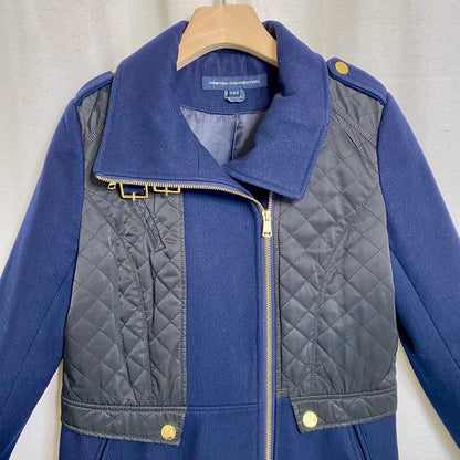 French Connection Mixed Media Cutaway Coat Womens Small Sailor Chic Whimsigoth
