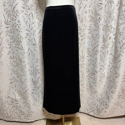 Impressions Vintage Black Velvet Maxi Skirt Women L Whimsigoth Vampy Goth Witchy