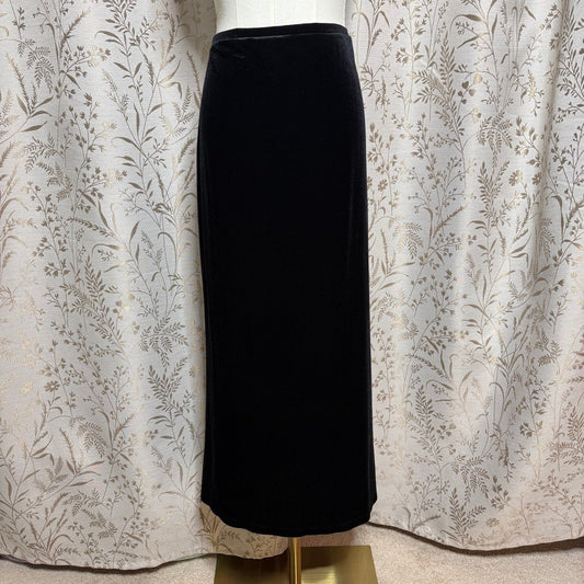 Impressions Vintage Black Velvet Maxi Skirt Women L Whimsigoth Vampy Goth Witchy