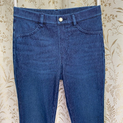 Uniqlo Ultra Stretch Denim Leggings Small Indigo Minimalist Clean Girl Capsule