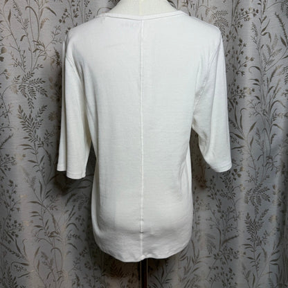 Quince Organic Cotton Micro Rib Elbow Sleeve Tee Womens XL White Minimalist Chic