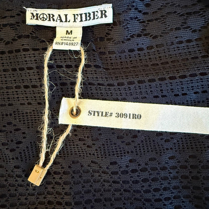 Moral Fiber Black Crochet Lace Open Front Cardigan NWT M Whimsigoth Boho Witchy