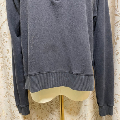 PINK Black Quarter-Zip Pullover XS Y2K Activewear Grunge Streetwear Distressed