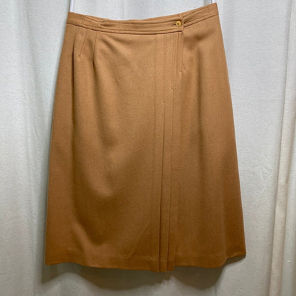 Evan-Picone Vintage Wool Camel Midi Skirt Women L Academia Retro Quiet Luxury