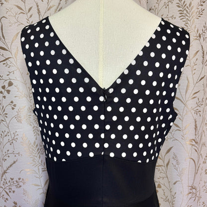 Belle Poque Polka Dot Cocktail Swing Dress L Black White Rockabilly 50s PinUp