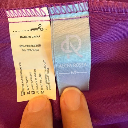 Alcea Rosea Purple Satin Lace Trim Crossback Slip Dress M Nightie Romantic Glam