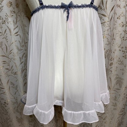 Victorias Secret Babydoll Slip L White Sheer Mesh Swiss Dot Coquette Bridal