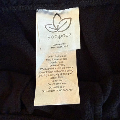 Yogipace Fleece Lined Wide Leg Sweatpants Women L Tall Black Athleisure Gorpcore