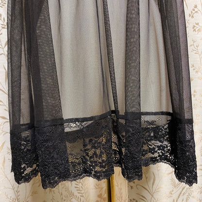 Victoria's Secret Black Sheer Lace Mesh Babydoll Slip Dress Large Romantic Vampy