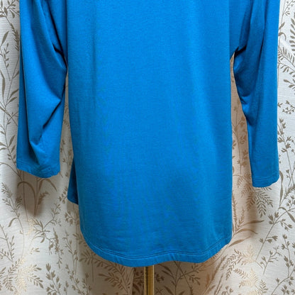 Soft Surroundings Wrap Drape Top Women 1X Teal Blue Faux Surplice Stretch Travel