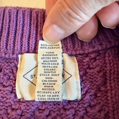 St. John's Bay Cable Knit Sweater Purple Womens 2X Cozy Dopamine Whimsigoth