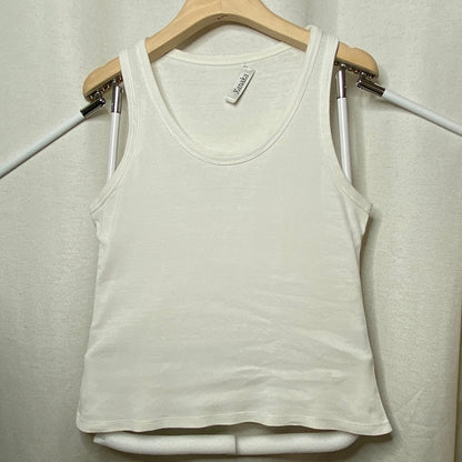 Xanaka White Distressed Ribbed Tank Womens XS Grunge Sleaze Minimalist Y2K Punk