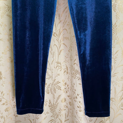 SHEIN Blue Velvet Leggings Medium Fairy Boho Chic Whimsigoth Indie Sleaze Retro