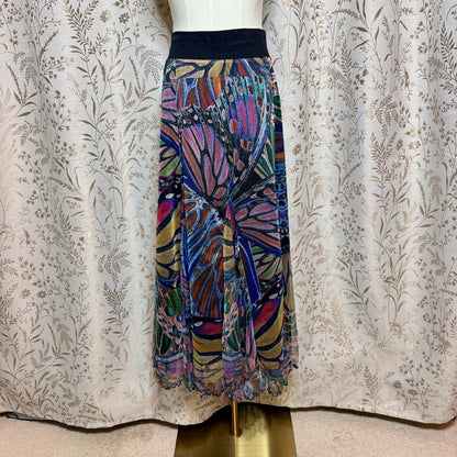 Lapis Butterfly Mesh Midi Skirt Womens L Bohemian Whimsygoth Fairycore Romantic