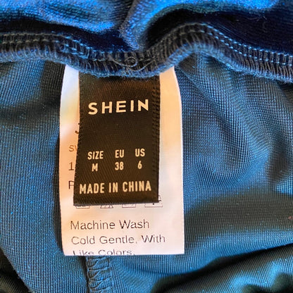 SHEIN Blue Velvet Leggings Medium Fairy Boho Chic Whimsigoth Indie Sleaze Retro