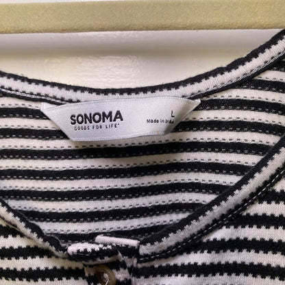 SONOMA Striped Tank Top Classic Black & White Womens Large Casual Minimalist Mod