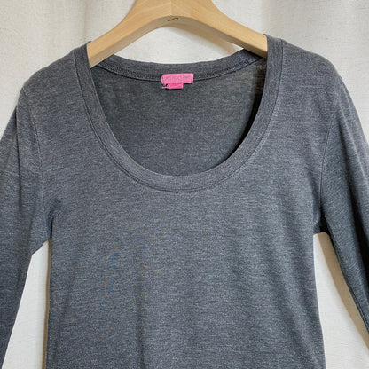 Love Peace Hope Gray Scoop Neck Top Women Fits XS Grunge 90s Style Minimalist