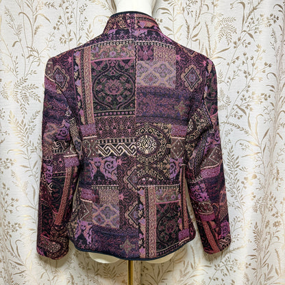Christopher & Banks Vintage Tapestry Jacket Womens M Purple Whimsigoth Steampunk