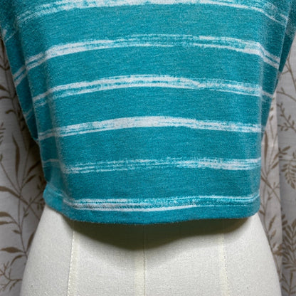 Aeropostal Teal Striped Crop Tank Top Small Retro Indie Skater Beach Festival