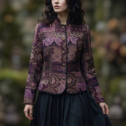 Christopher & Banks Vintage Tapestry Jacket Womens M Purple Whimsigoth Steampunk