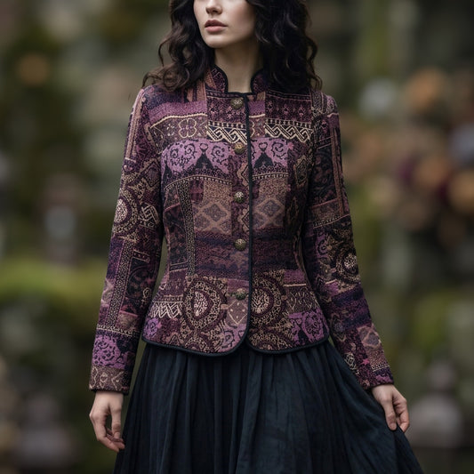 Christopher & Banks Vintage Tapestry Jacket Womens M Purple Whimsigoth Steampunk