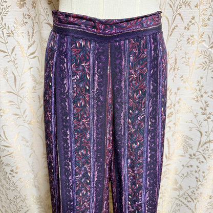 Jennifer Moore Vintage Silk Straight Leg Pants Women 12 Purple Boho Whimsigoth