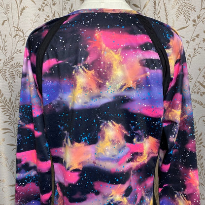 Ideology Galaxy Print Long Sleeve Top Large Nebula Techwear Rave Athleisure Yoga