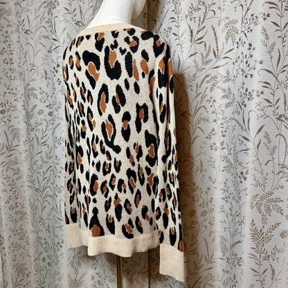 A New Day Bold Leopard Print Sweater Women XL Cozy Casual Office Chic Neutrals