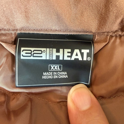 32 Degrees Heat Hooded Puffer Coat Women XXL Brown Gorpcore Utility Earth-Toned