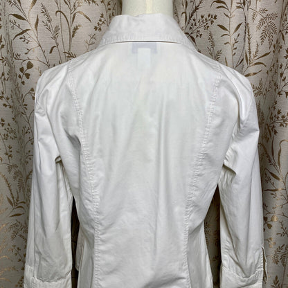 Talbots Petites White Button Down Shirt 8P Office Siren Academia Y2K Distressed